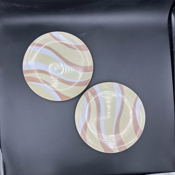 Vintage Pink and Yellow Swirl Salad Plates by Mascot (Japan) Pattern NA-960 - Picture 2 of 8